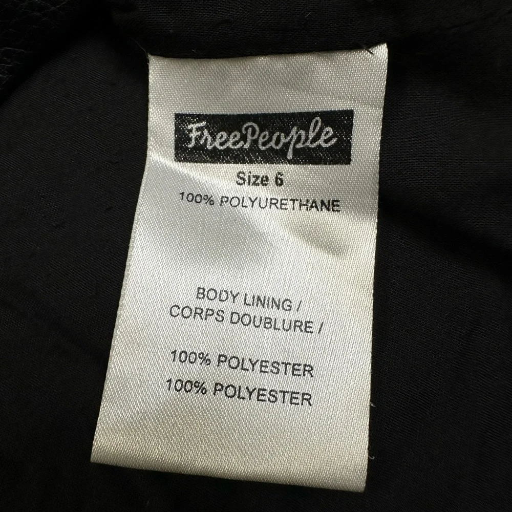 Free People Vegan Leather Black A-Line Zip Front Mini Skirt